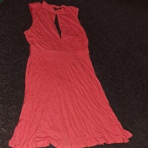 She and Sky Orange Pink Backless Sundress Plunge Neckline